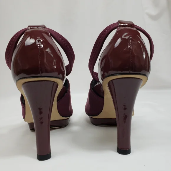 Taryn Burgundy Open Toe Heels - Picture 8 of 13